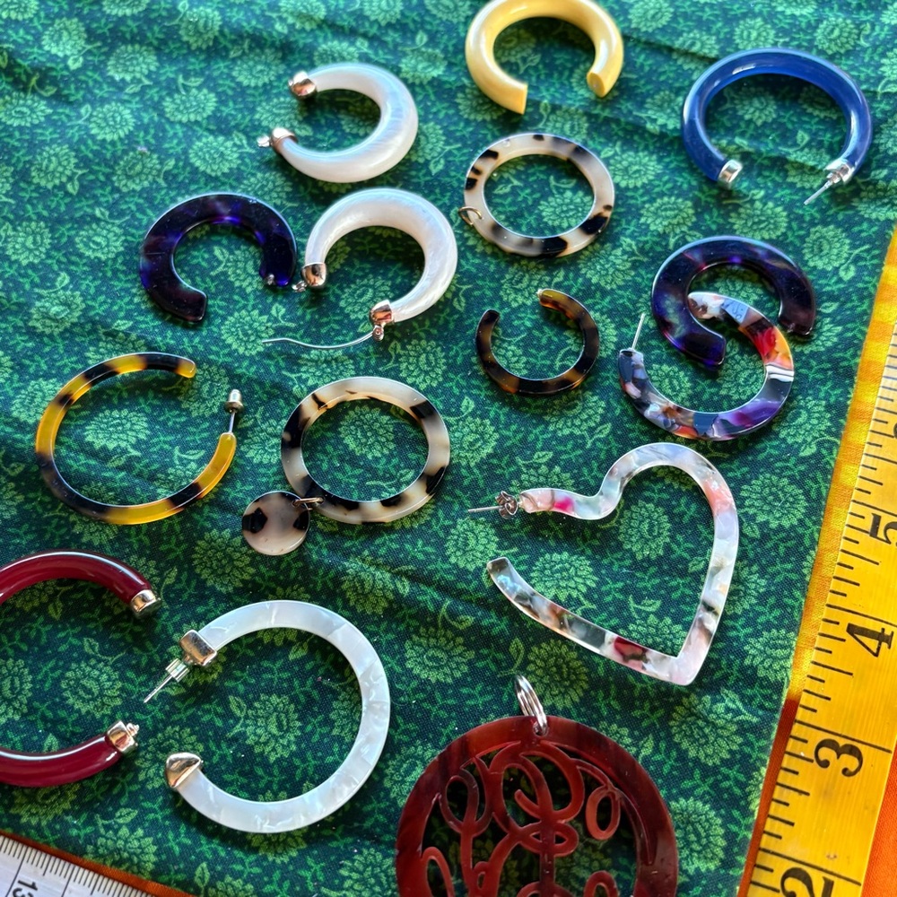 Craft supplies mosaic materials acetate hoop vintage acrylic jewelry making art